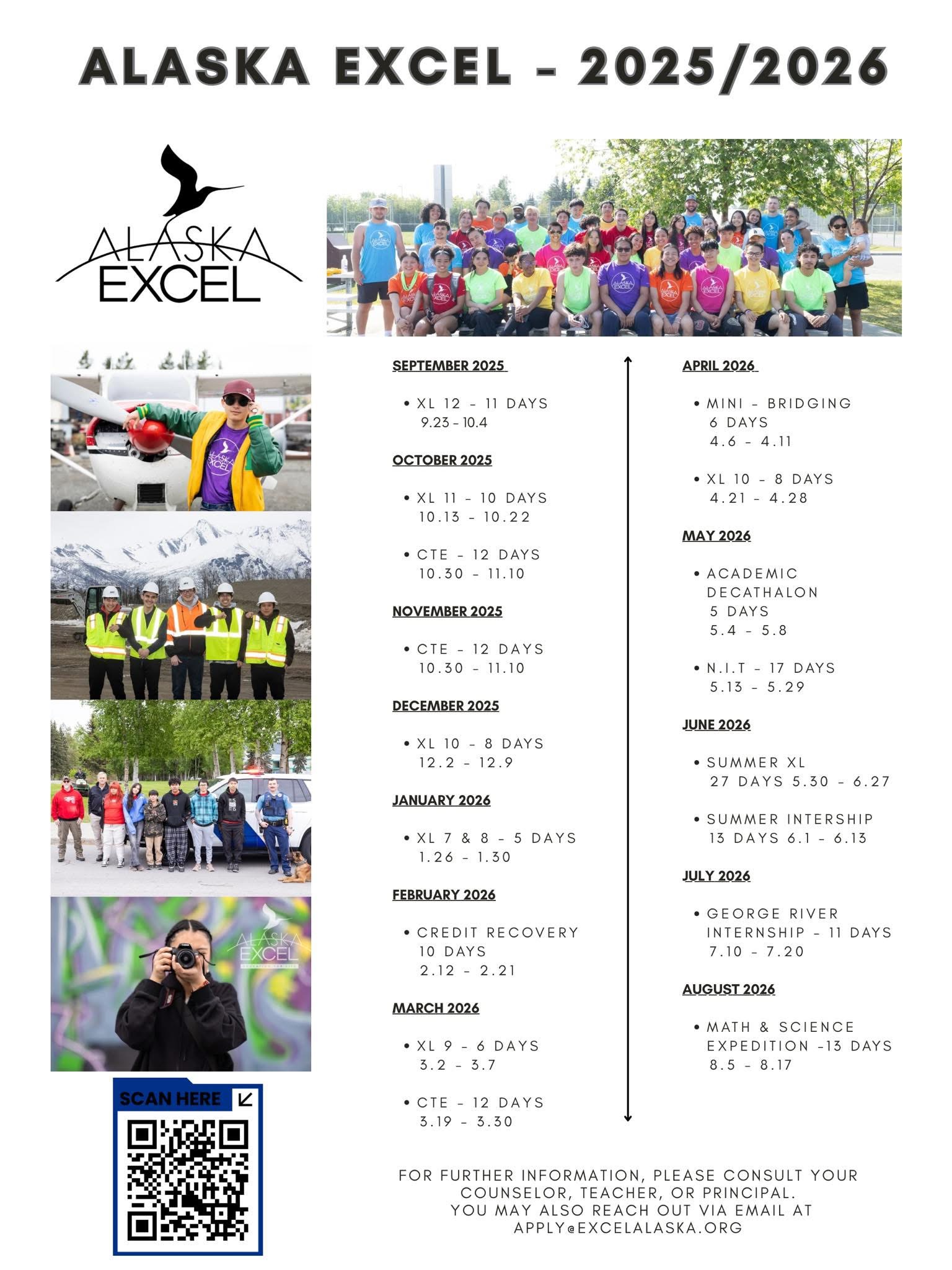 2025-2026 Alaska EXCEL White Session Calendar